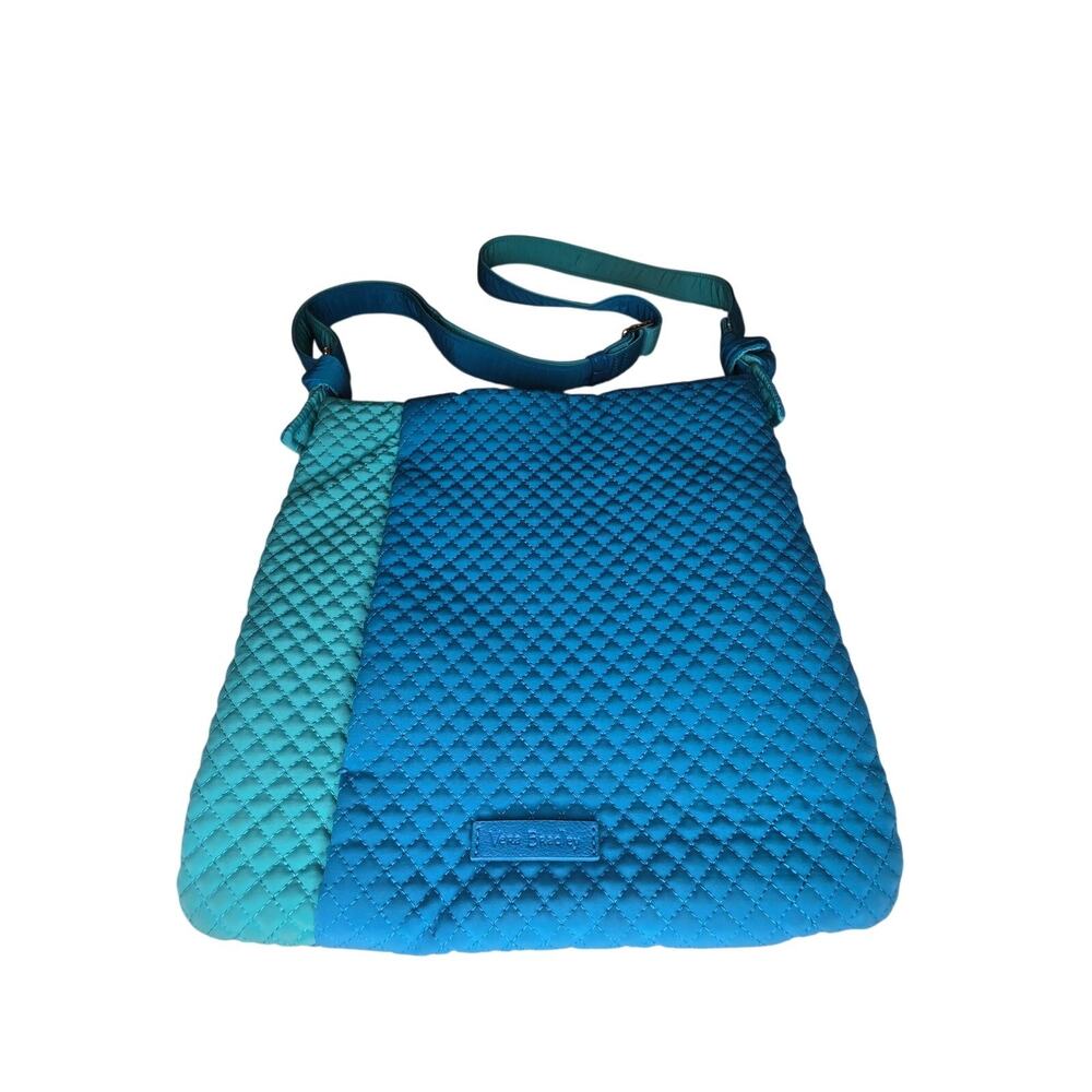 Vera Bradley Crossbody Shoulder Bag Blue Colorblock Quilted Microfiber Zip Top
